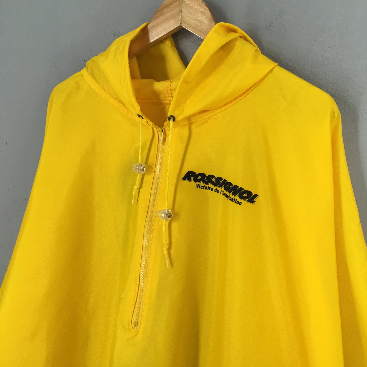 Rossignol Racing Motorcycle Rain Coat Hoodie Yellow Oversized Jacket