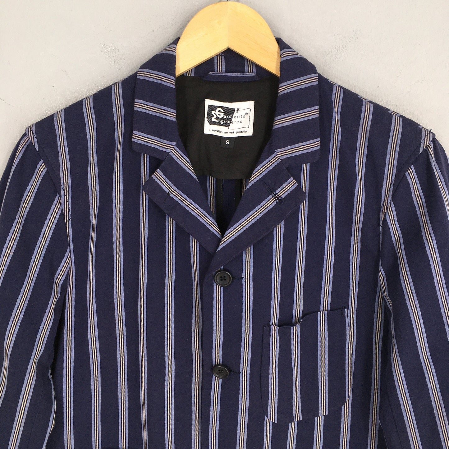 Engineered Garments Men Casual Blue Striped Coat Small