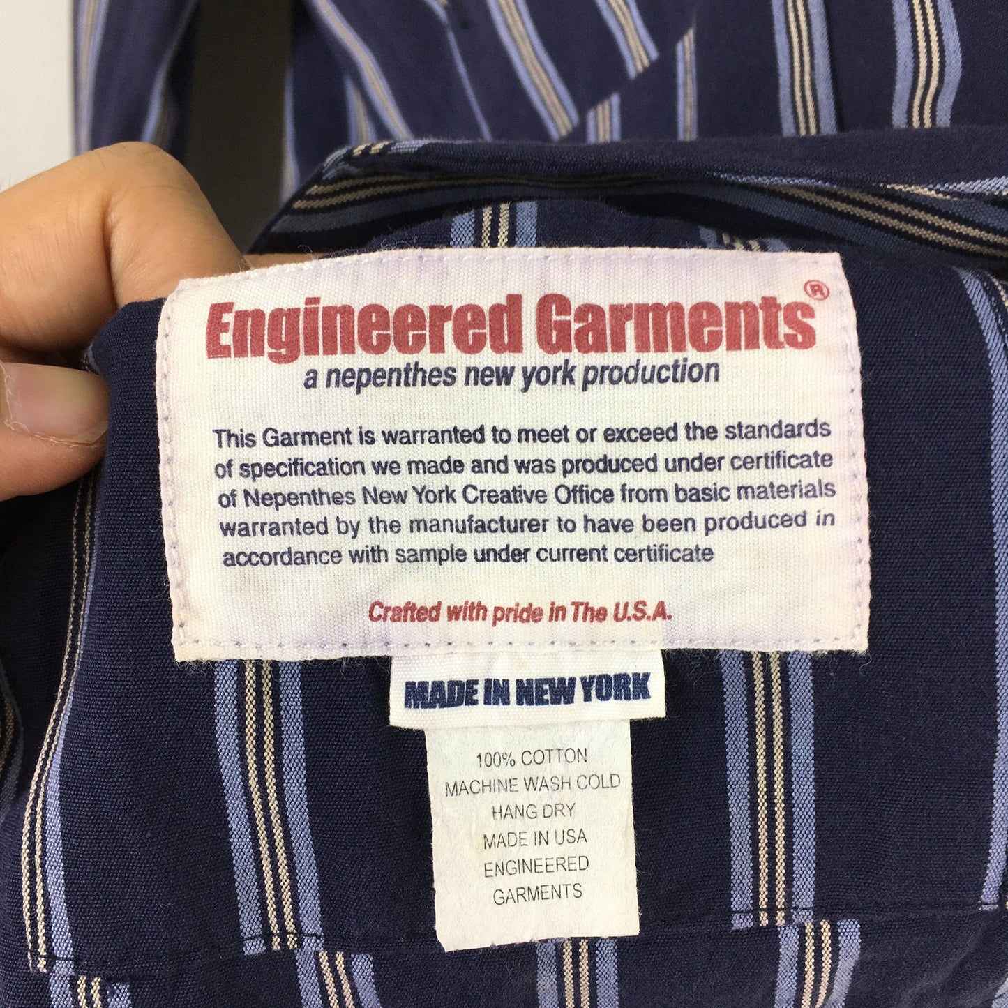 Engineered Garments Men Casual Blue Striped Coat Small