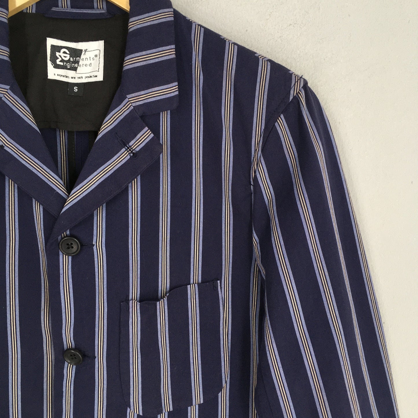 Engineered Garments Men Casual Blue Striped Coat Small