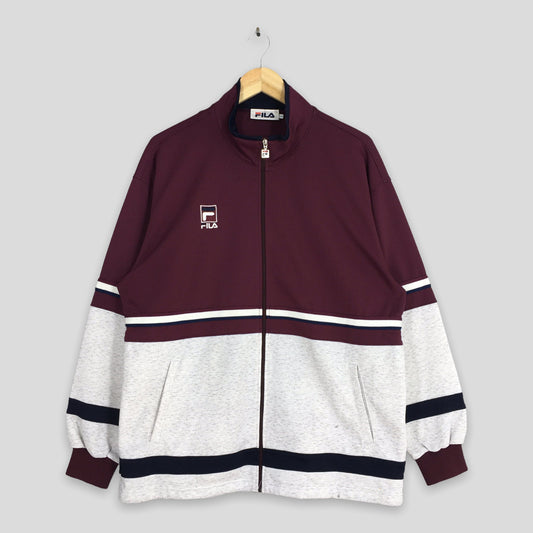 Fila Sports Burgundy Windbreaker Jacket Large