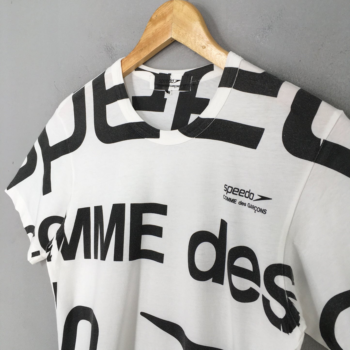 Comme Des Garcons Speedo Overprinted White T shirt Medium