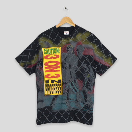 Handball Caution 3 On 3 In Progress Graphics Multicolor T shirt Large