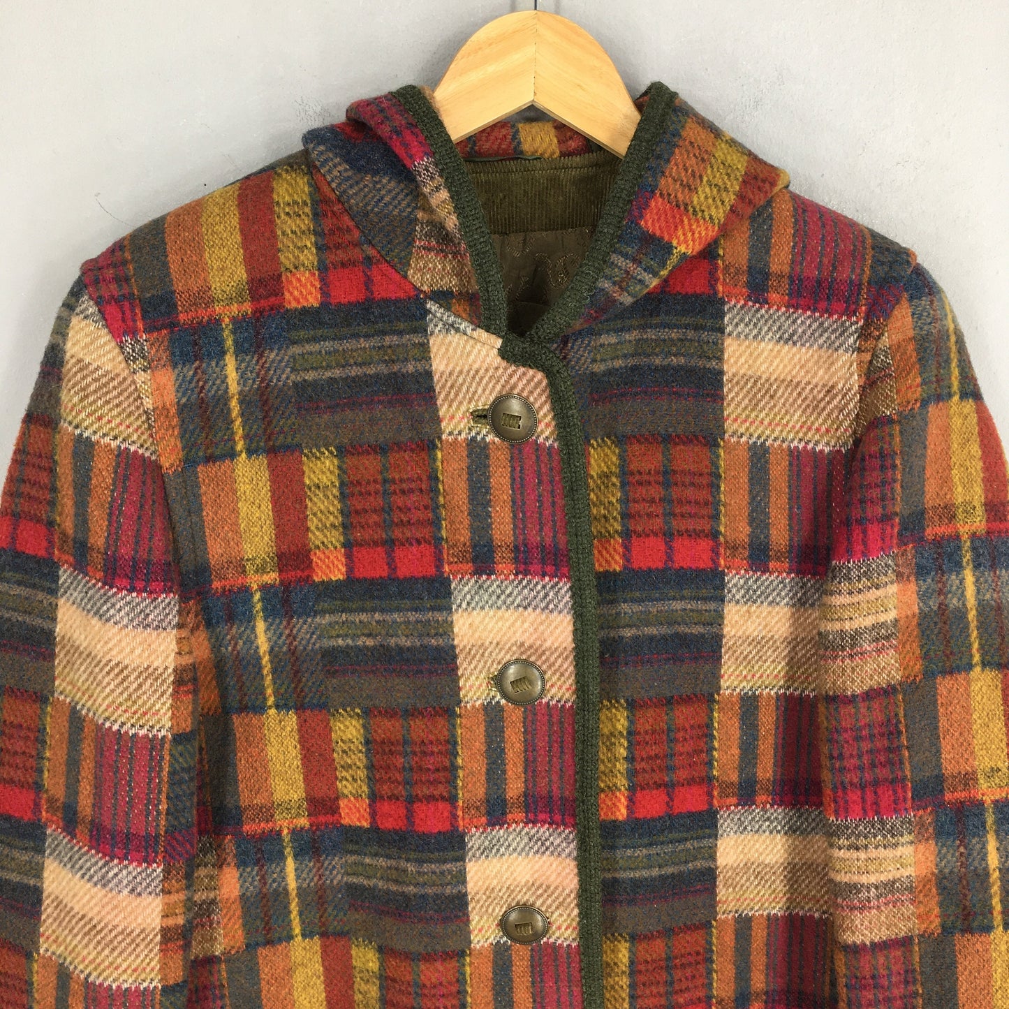 Steinbock Austria Plaid Checkered Wool Harrington Jacket Medium