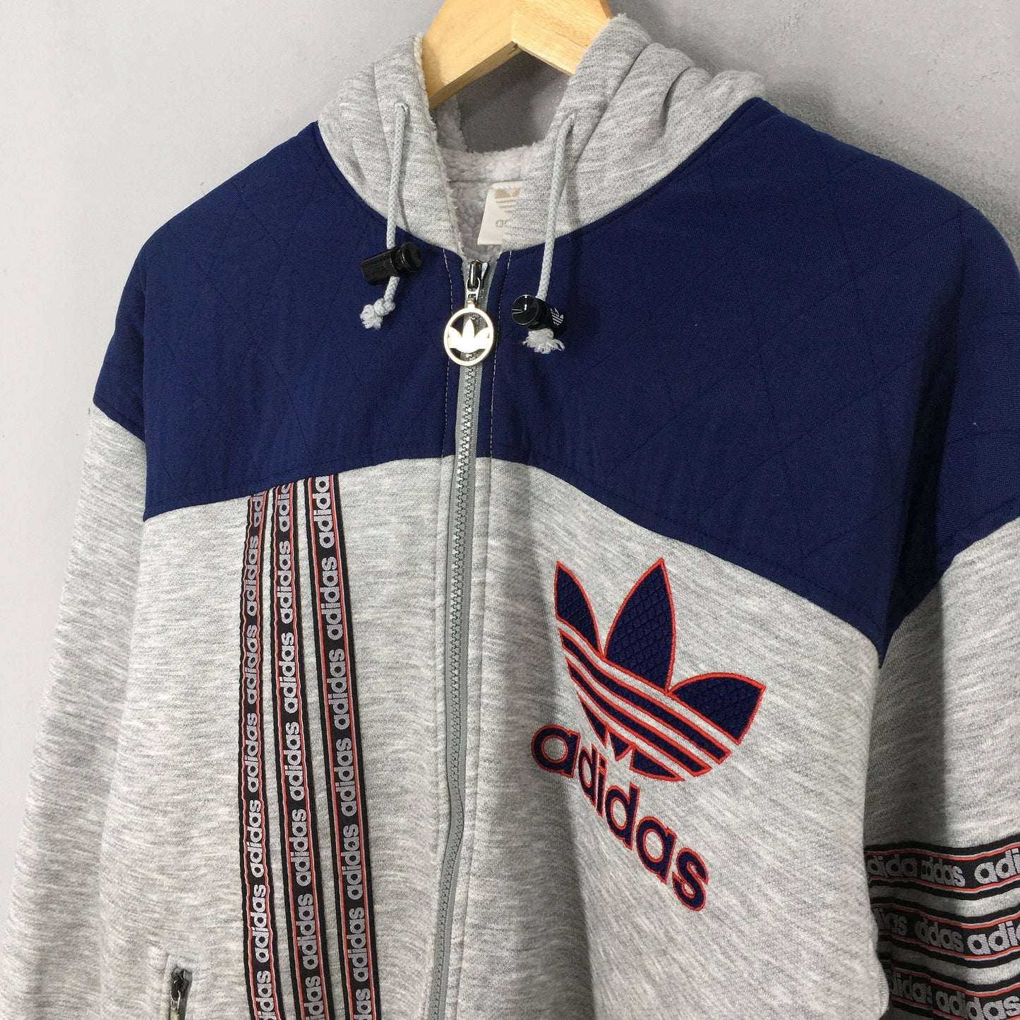 Adidas Trefoil Sherpa Hoodie Sweatshirt Medium