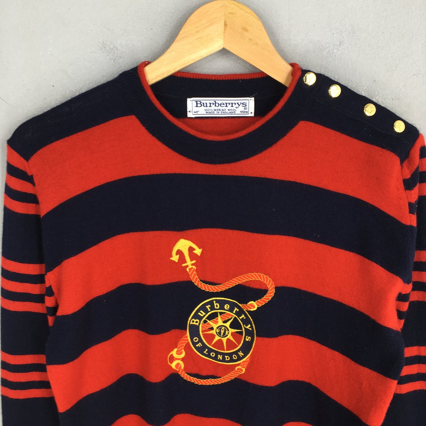 Burberrys Of London Women Stripes Wool Pullover Small