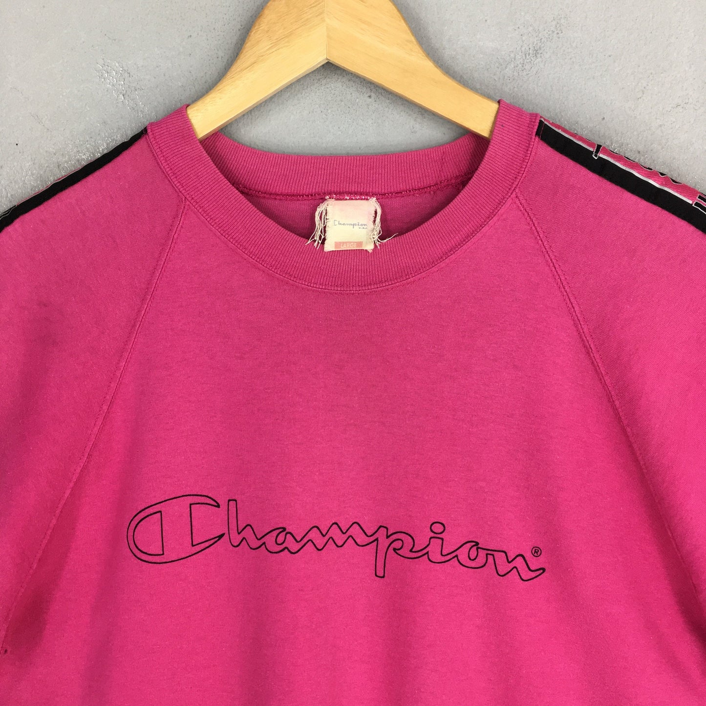 Champion Script Logo Pink T shirt Large