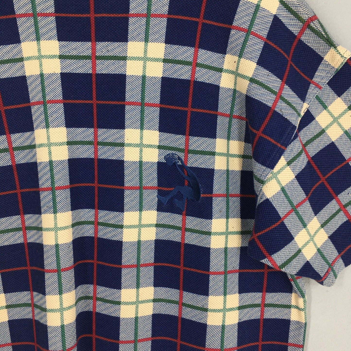 Reebok Plaid Checkered Blue T shirt Large