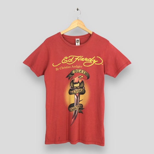 Don Ed Hardy By Christian Audiegier Tattoo Red T shirt Medium