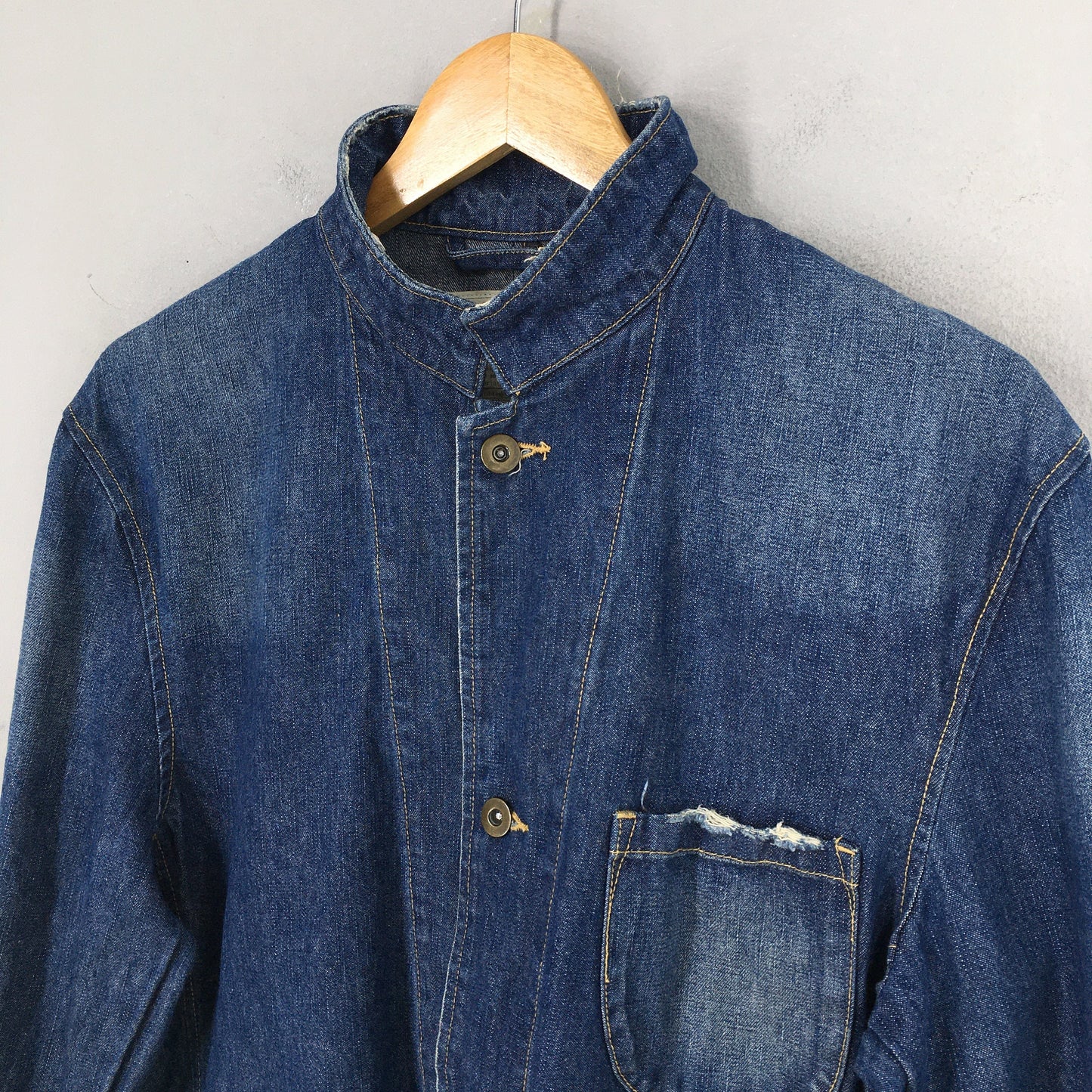 Big Shark Denim Workers Blue Jeans Jacket Large