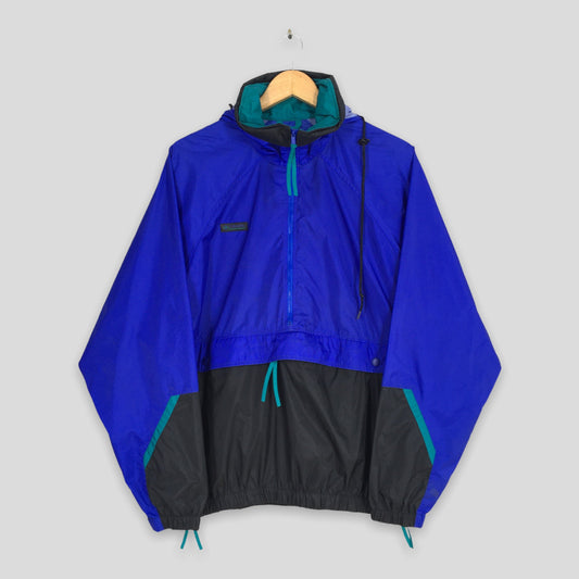 Columbia Windbreaker Anorak Blue Hoodie Jacket Medium