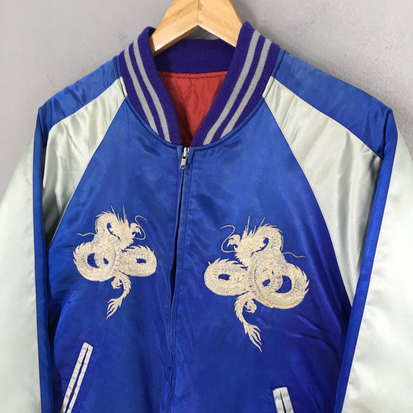 Sukajan White Dragon Japanese Jacket Large