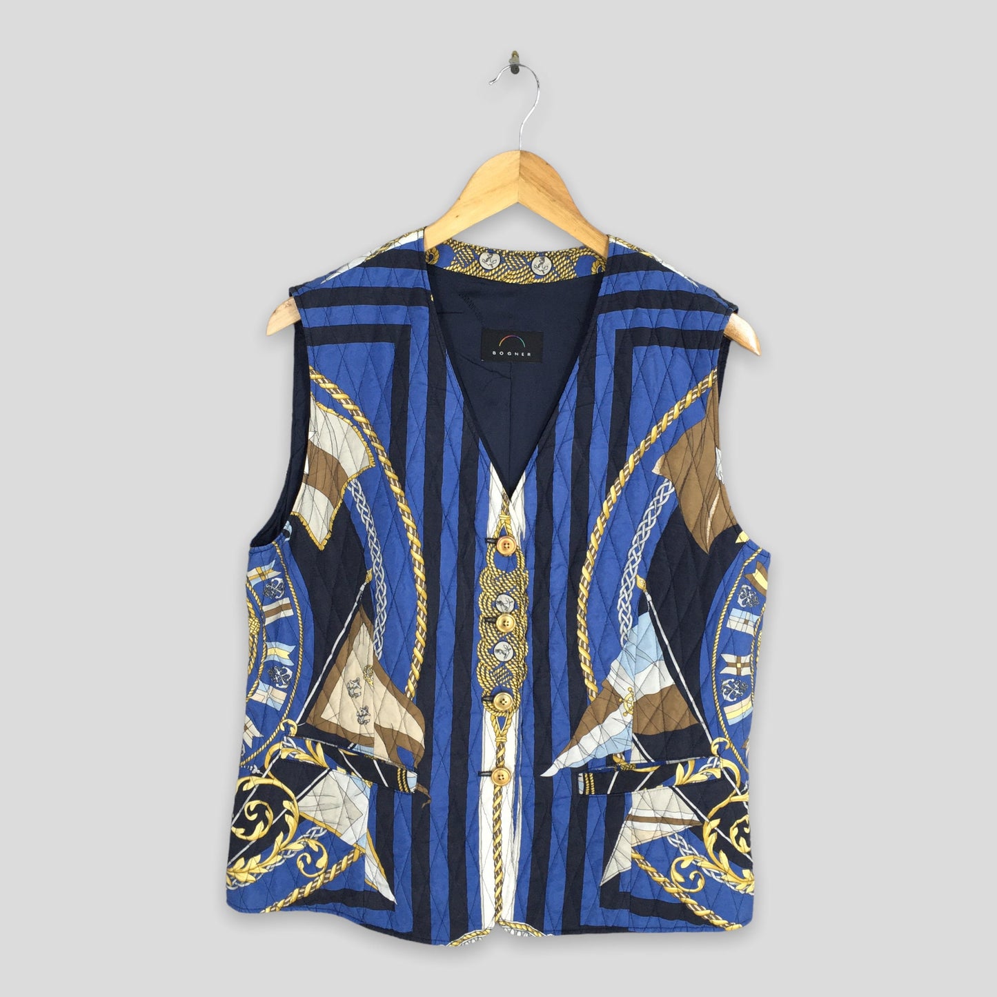 Bogner Baroque Novelty Blue Vest Jacket Medium