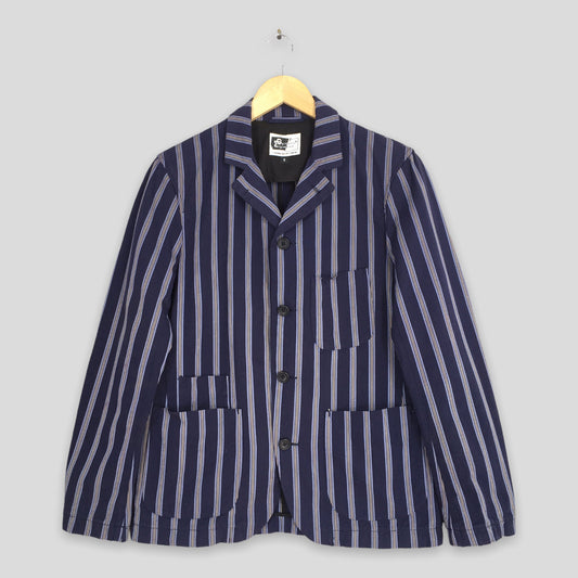 Engineered Garments Men Casual Blue Striped Coat Small