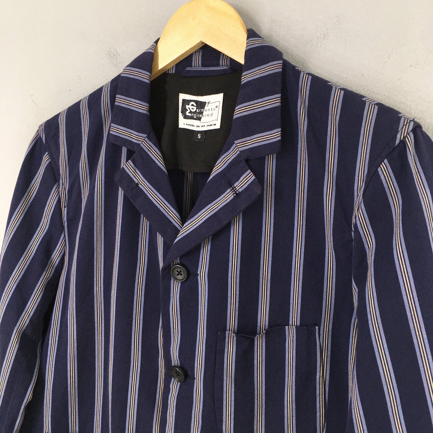 Engineered Garments Men Casual Blue Striped Coat Small