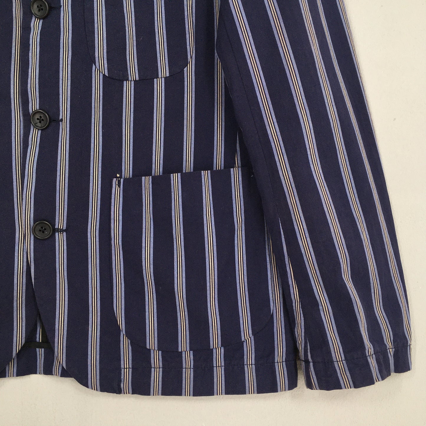 Engineered Garments Men Casual Blue Striped Coat Small