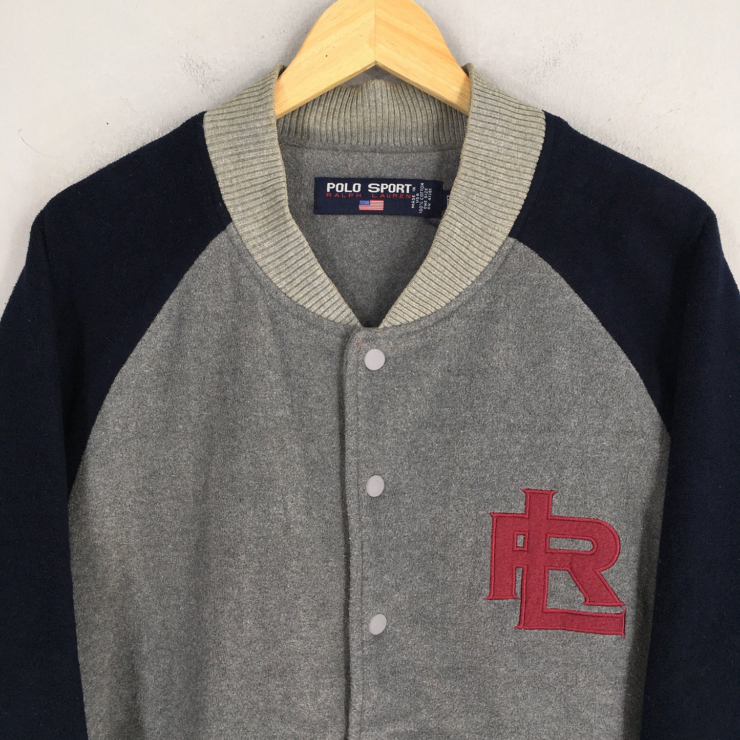 Polo Sport Gray Fleece Button Jacket Large