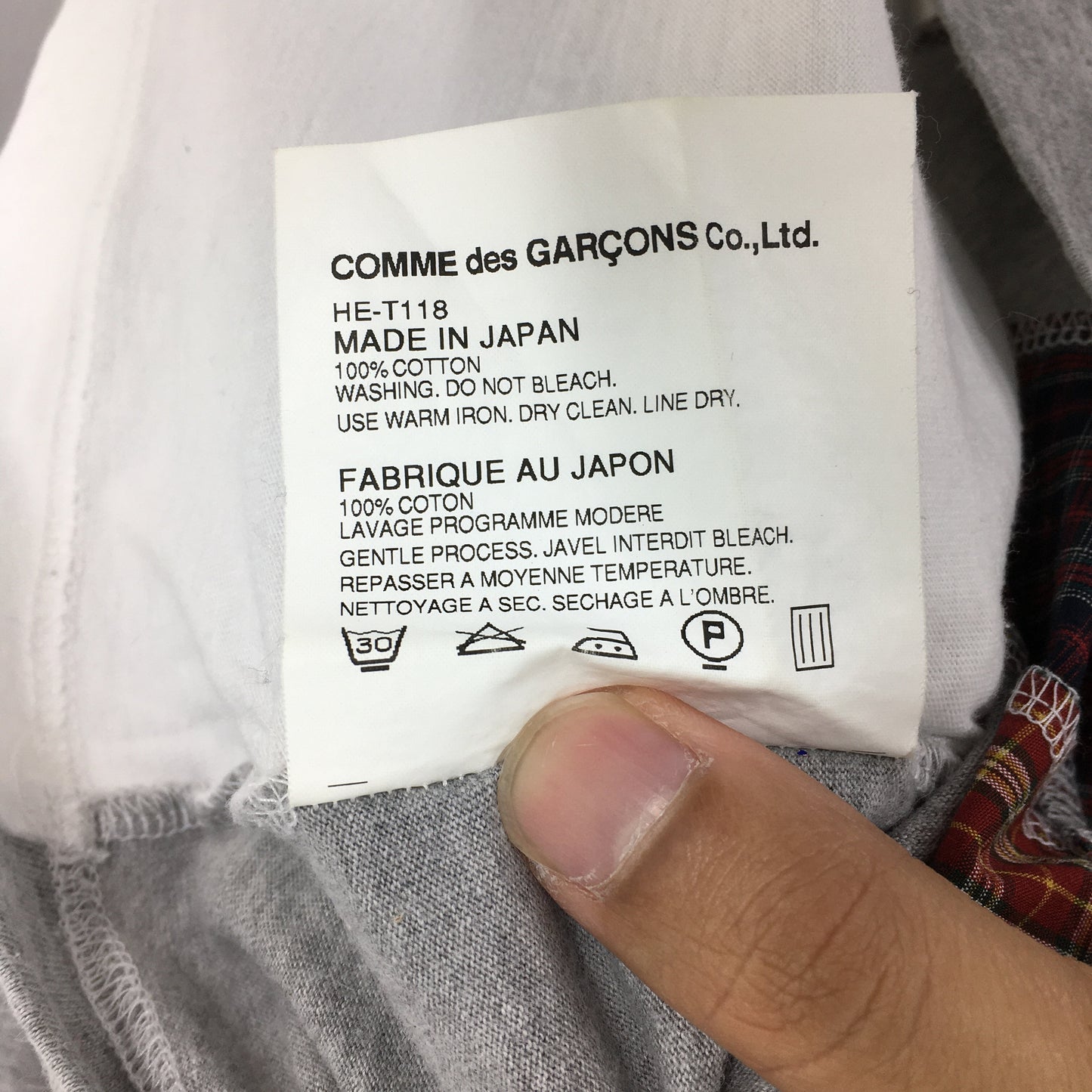 Comme Des Garcons Plaid Checked White T shirt Small