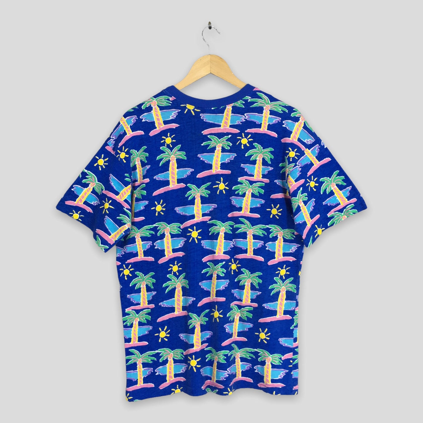 Ken Done Australia Coconut Tree All Over Prints Blue T shirt Large