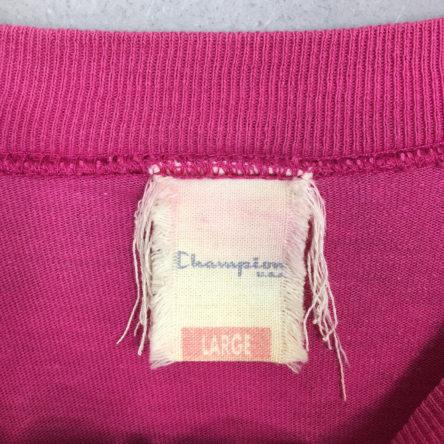 Champion Script Logo Pink T shirt Large