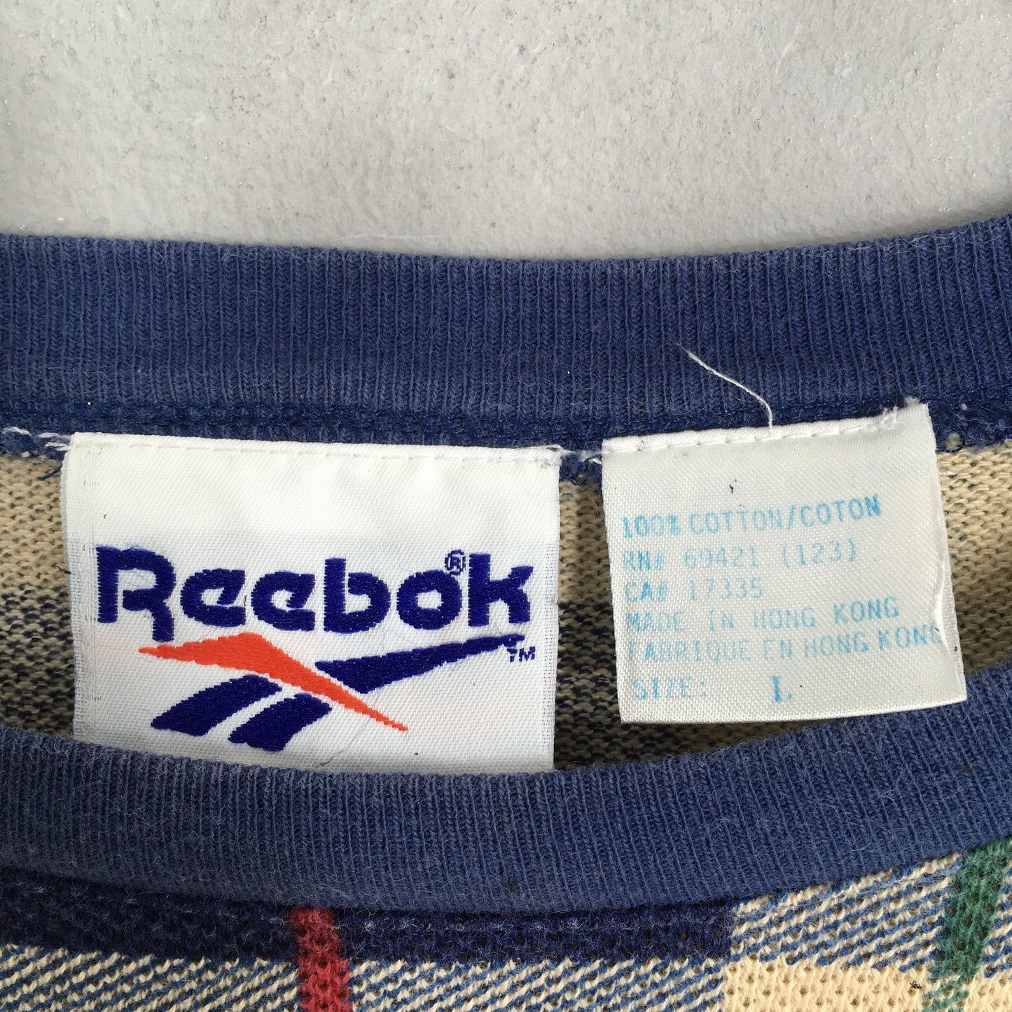 Reebok Plaid Checkered Blue T shirt Large