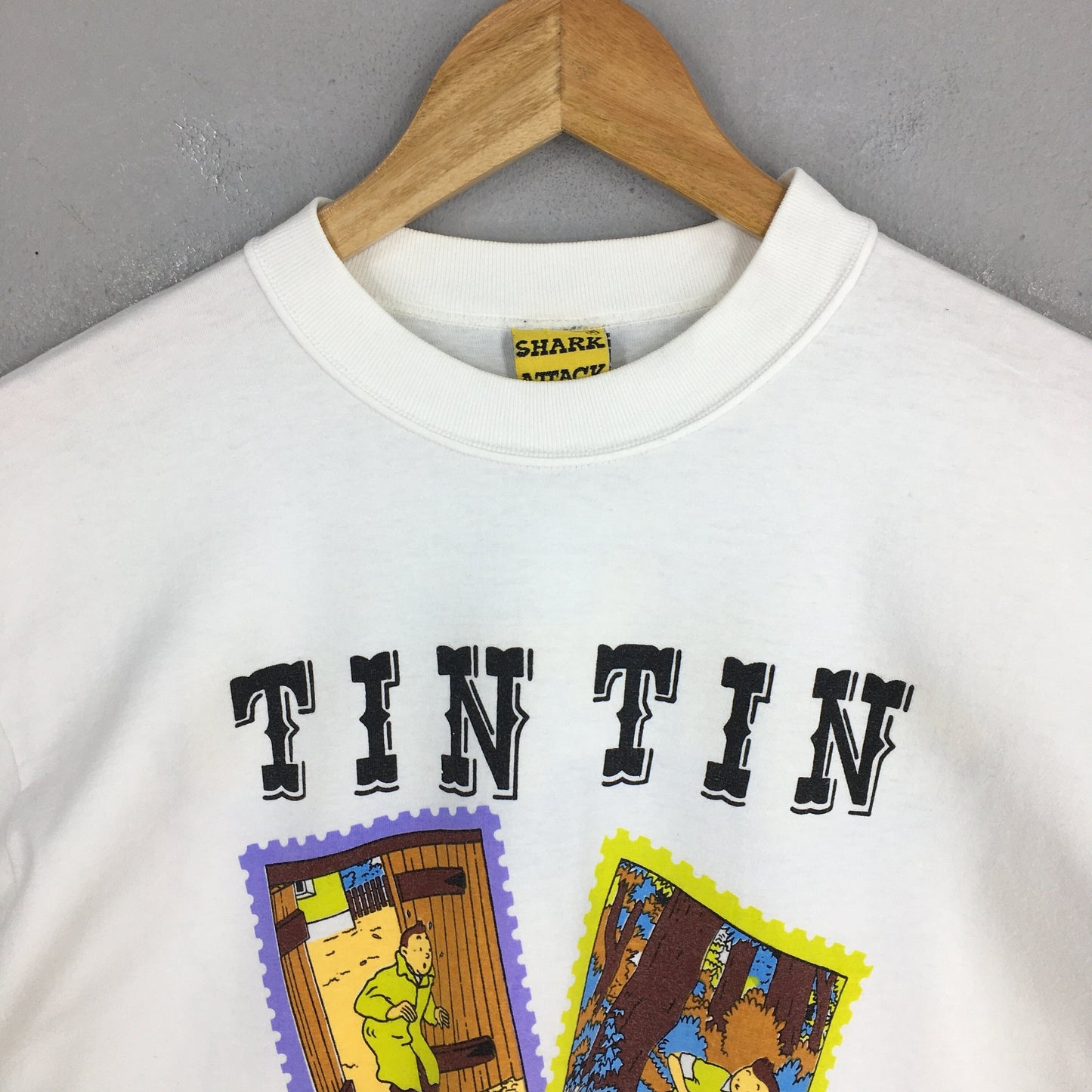 The Adventures of Tintin And Snowy Cartoon White T shirt Large