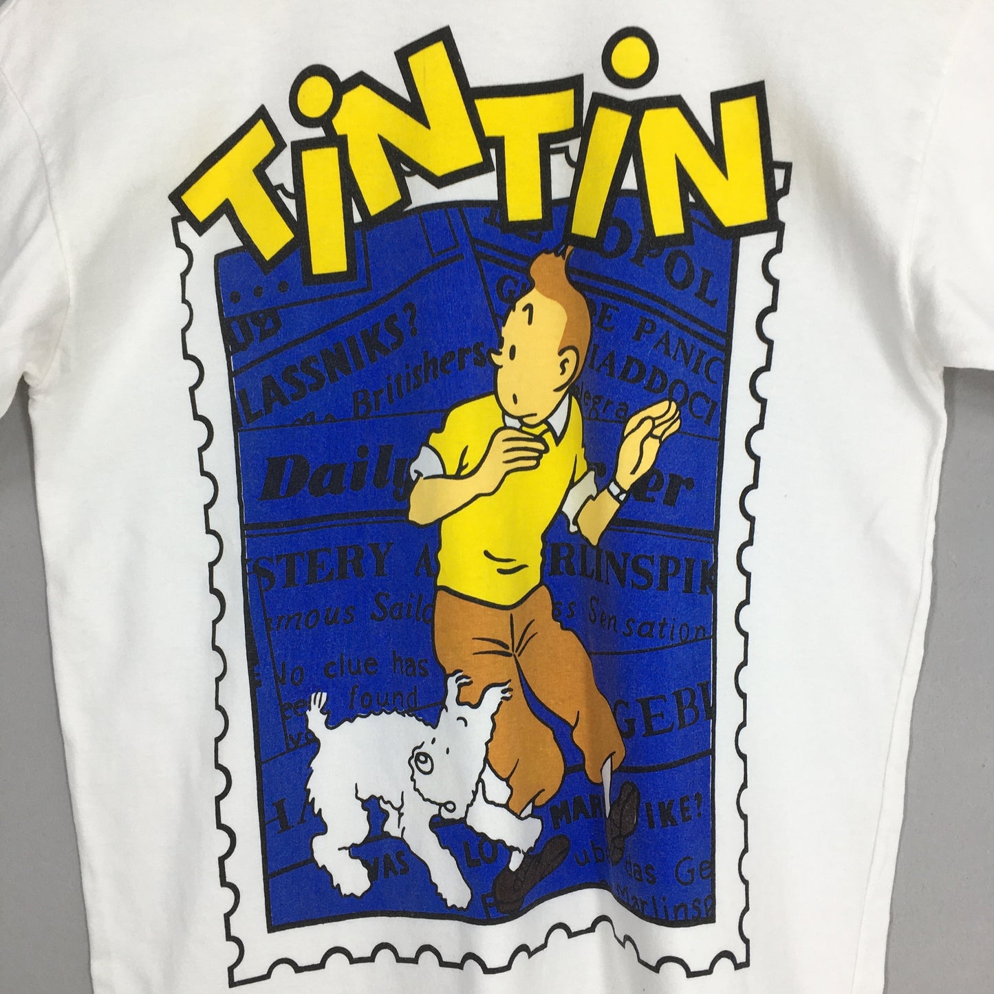 The Adventures of Tintin And Snowy Cartoon White T shirt Large