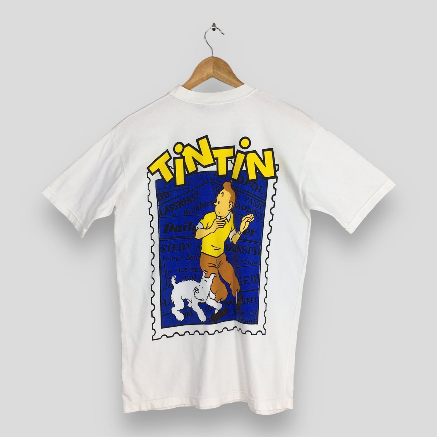 The Adventures of Tintin And Snowy Cartoon White T shirt Large