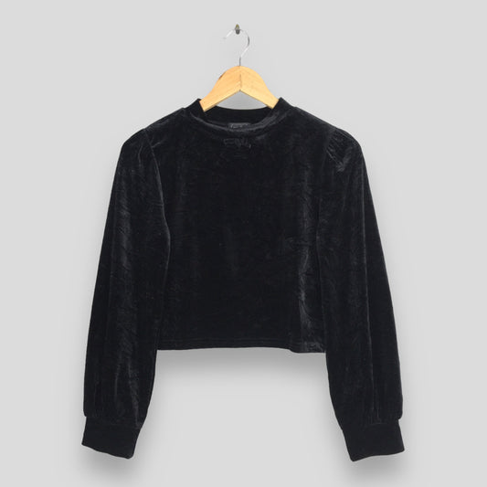 Women Cropped Velvet Black T shirt XSmall