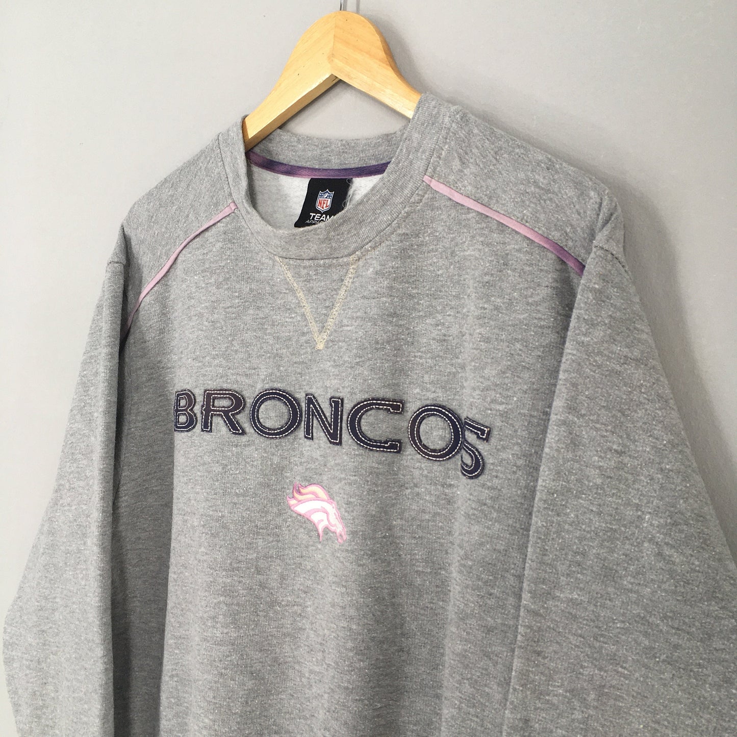 Denver Broncos Rugby NFL Gray Sweater Large