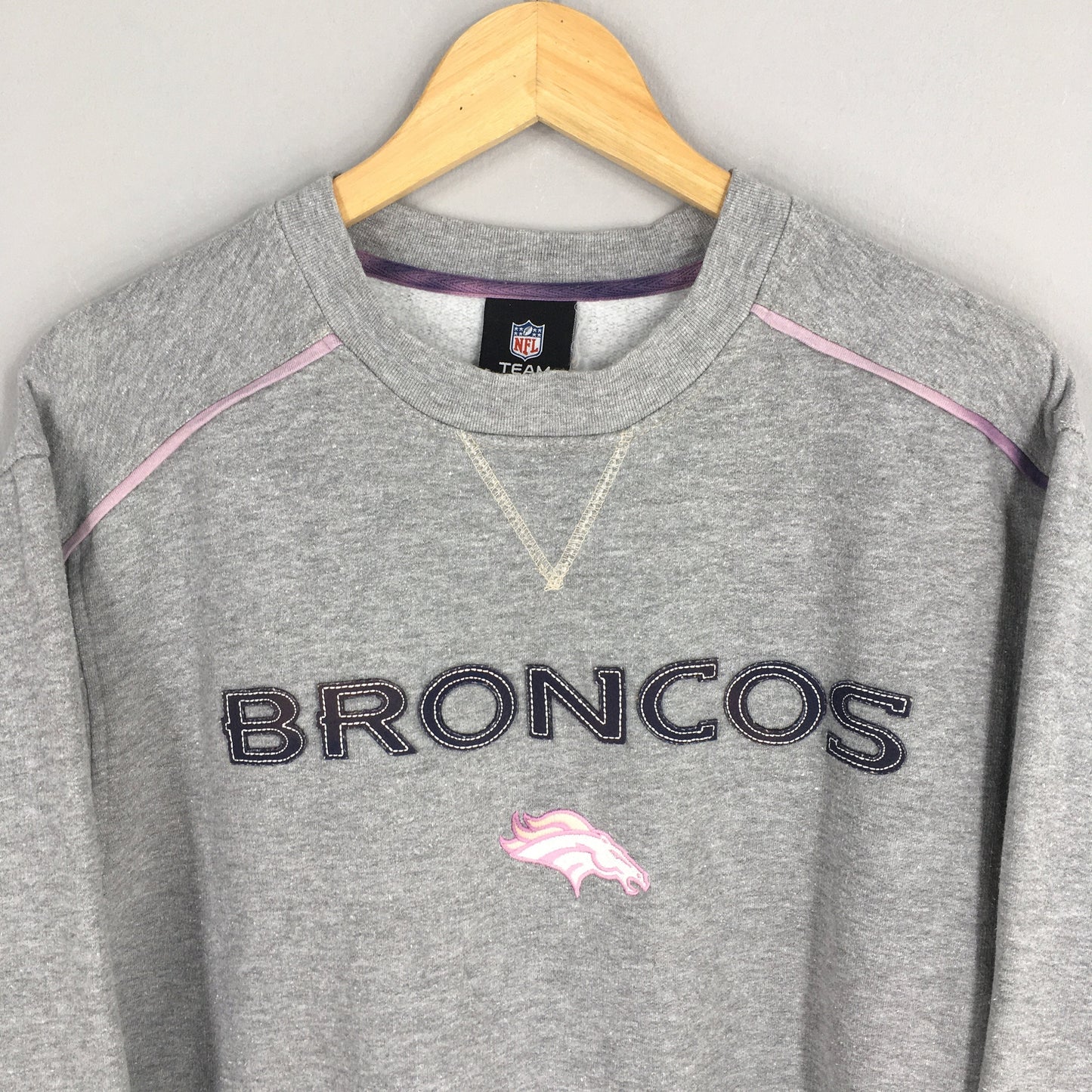 Denver Broncos Rugby NFL Gray Sweater Large