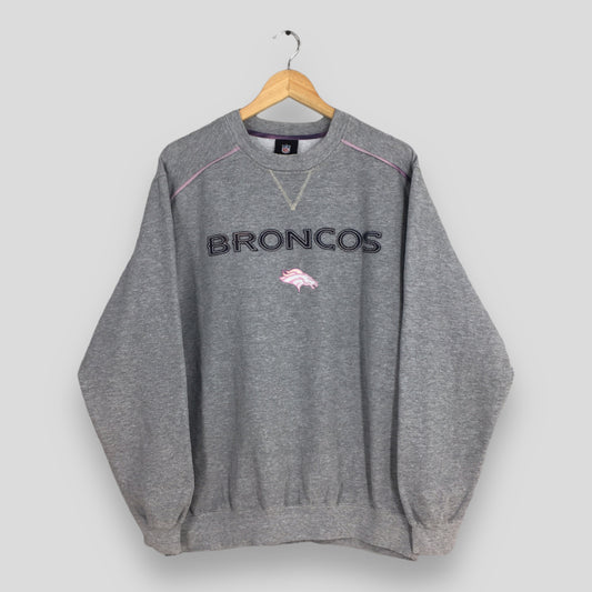 Denver Broncos Rugby NFL Gray Sweater Large