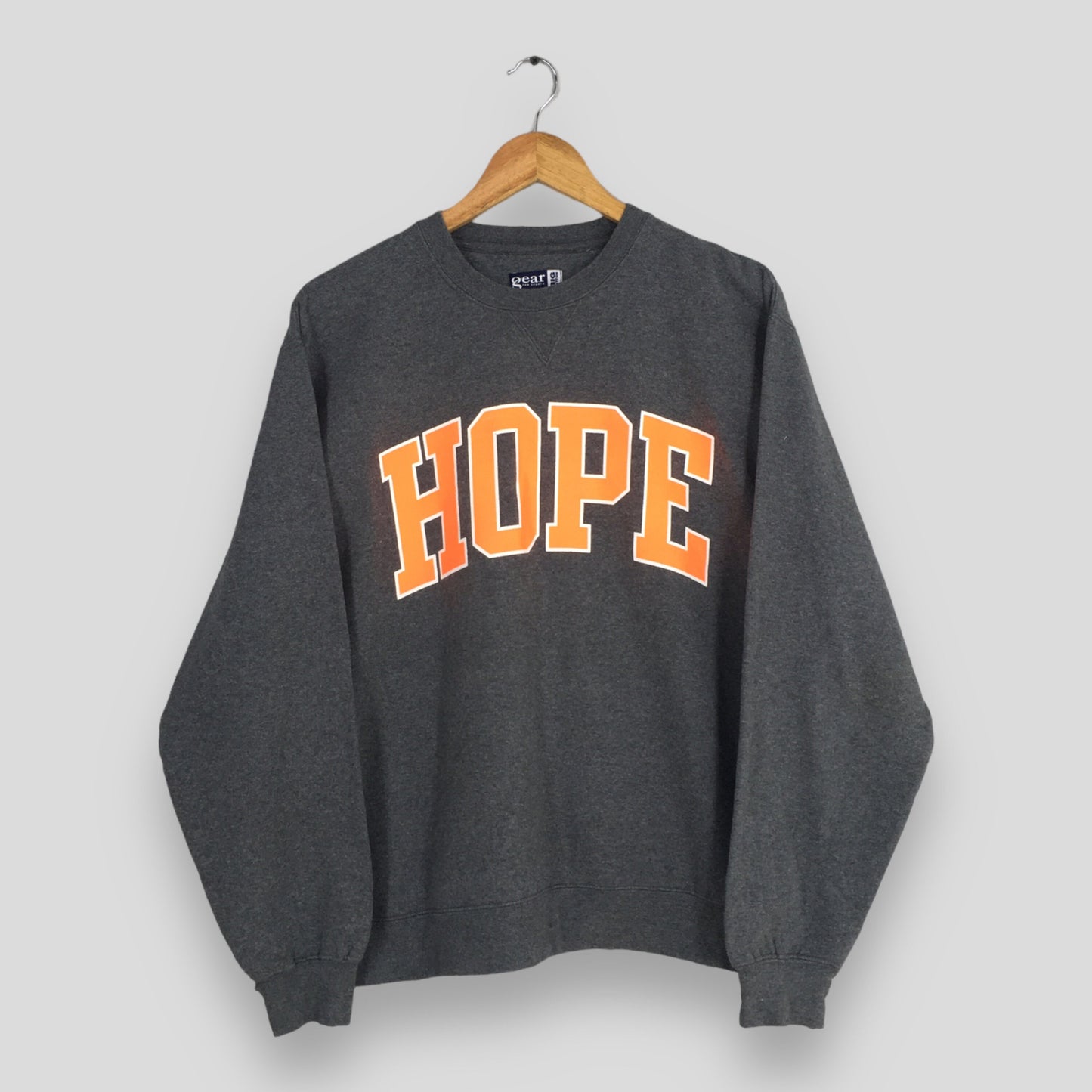 Hope Gray Religious Sweater Medium