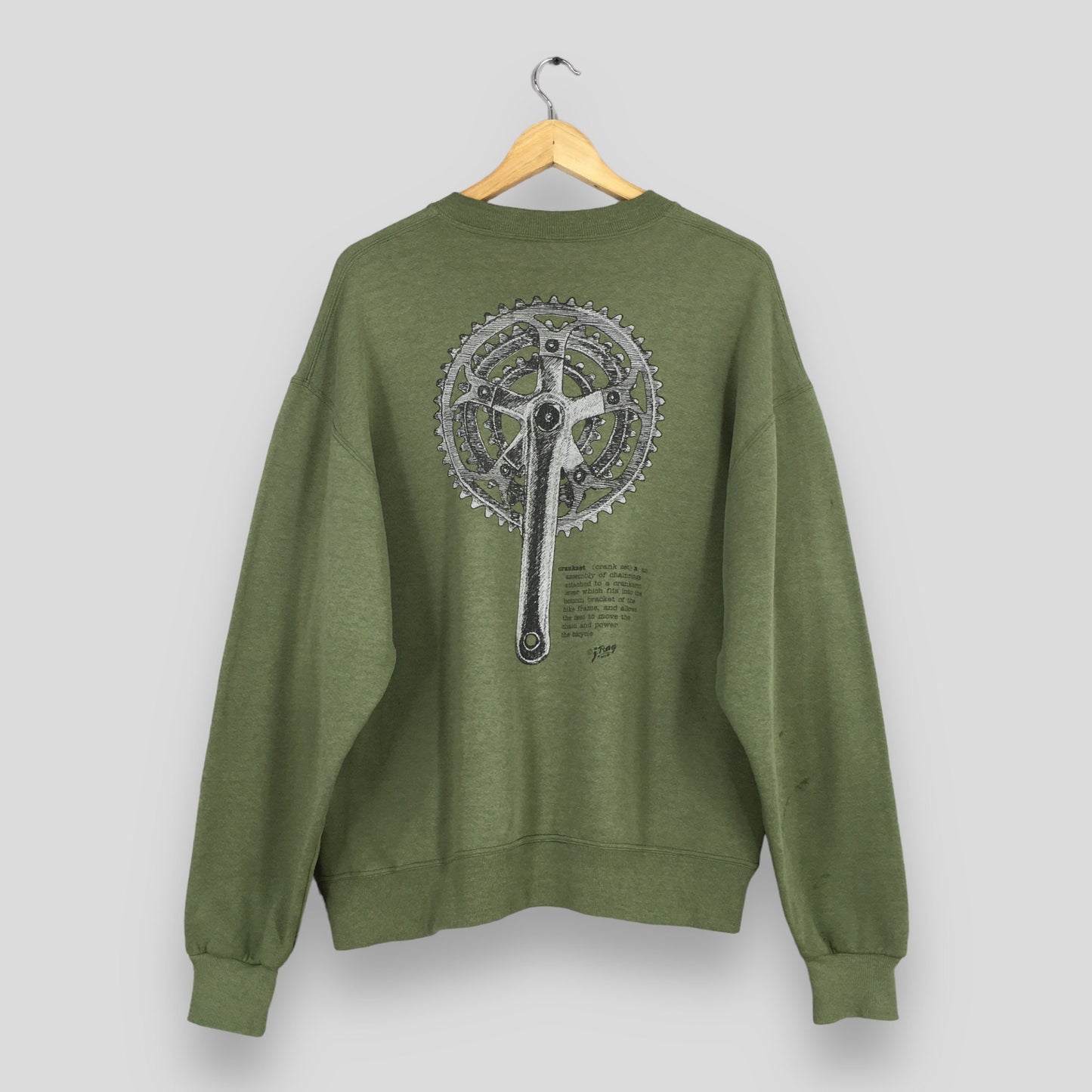 J.Rag USA Crankset Bicycle Green Crewneck Sweatshirt Large