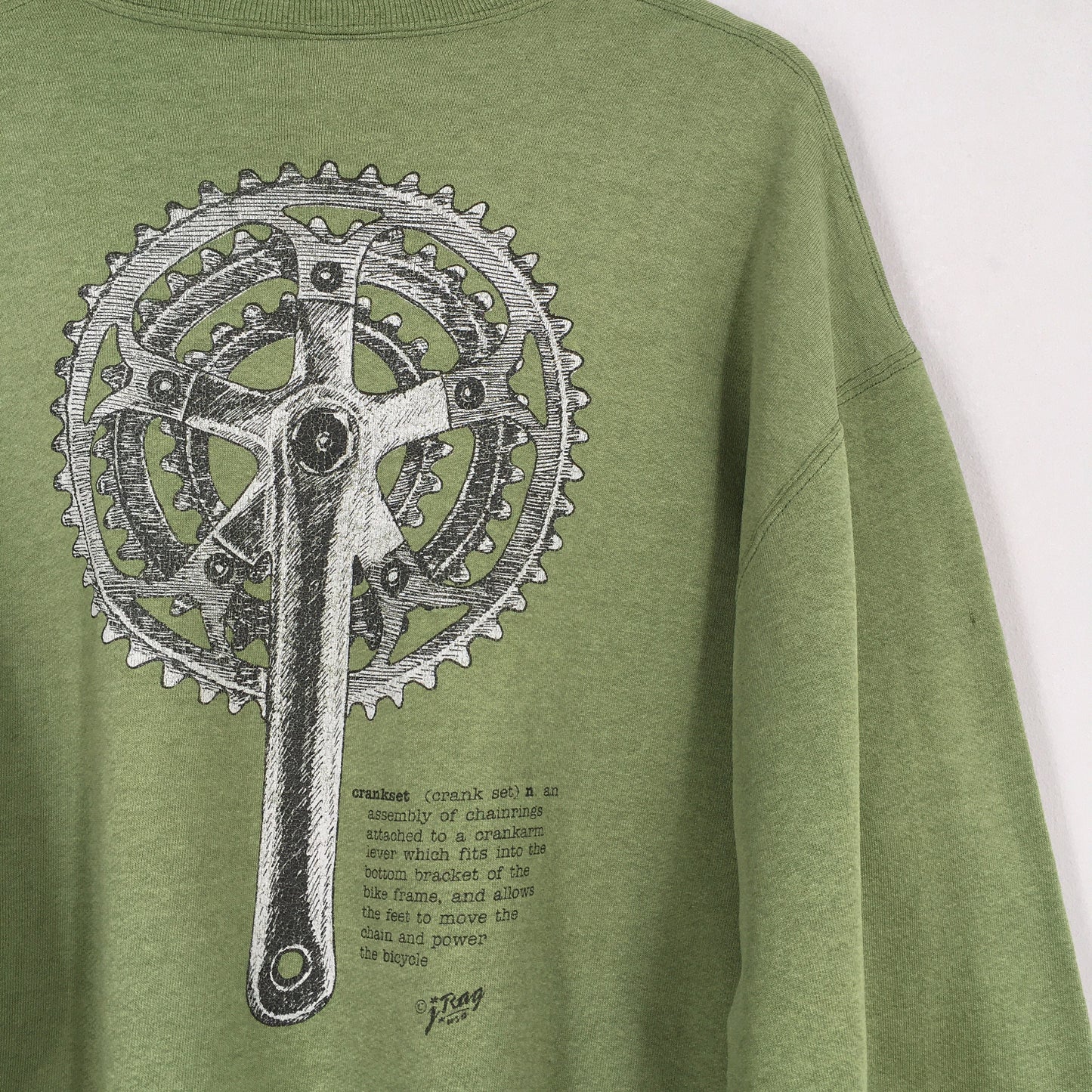 J.Rag USA Crankset Bicycle Green Crewneck Sweatshirt Large