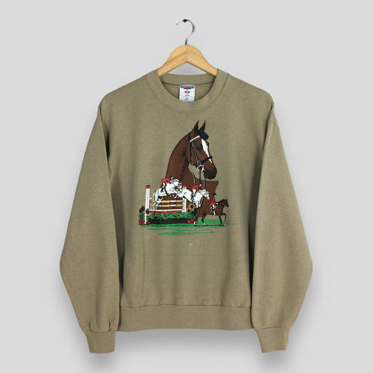 American Polo Horse Sport Race Graphic Sweatshirt Medium