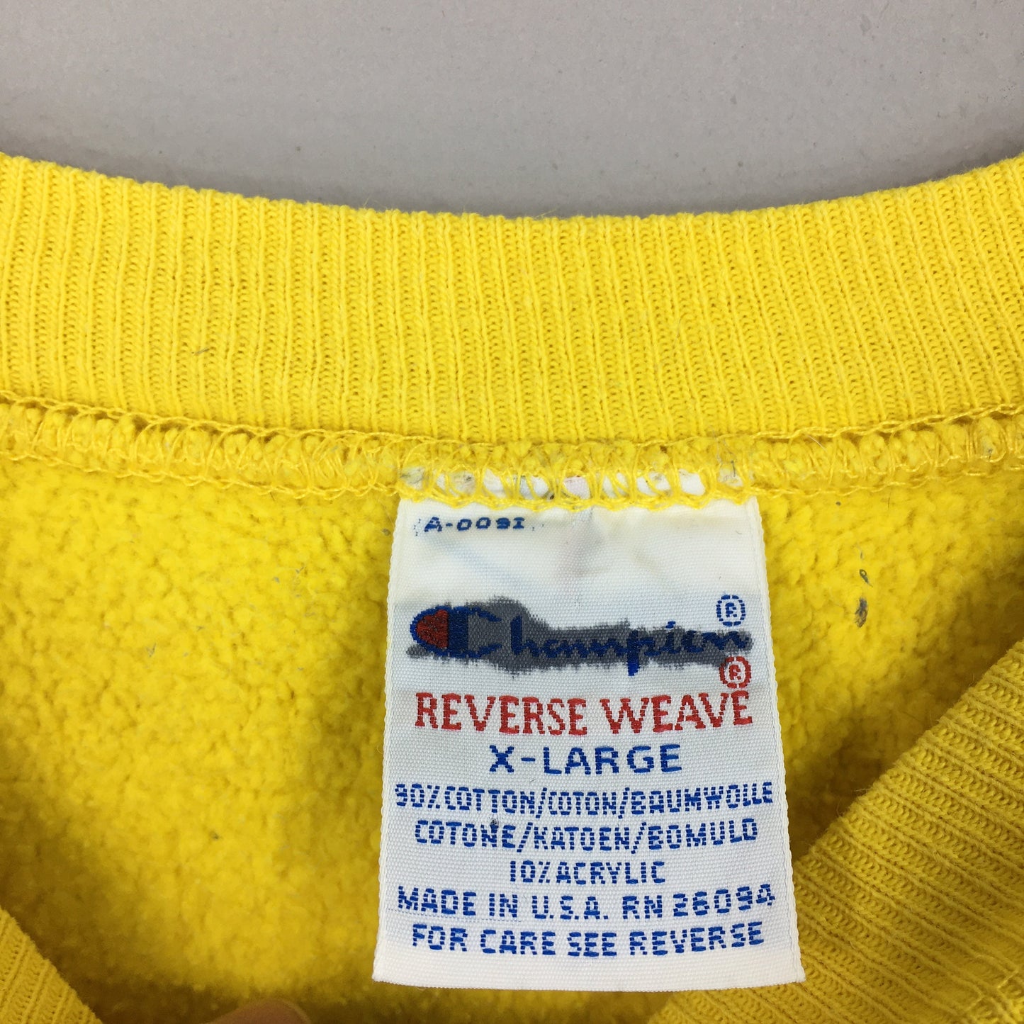 Champion Reverse Weave Yellow Sweatshirt XLarge