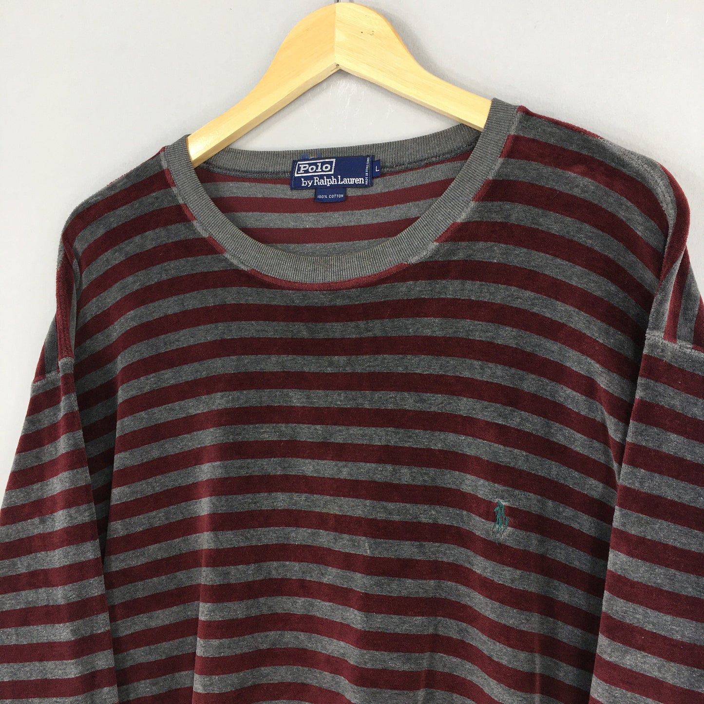 Polo Ralph Lauren Stripes Red/Gray Sweater Large