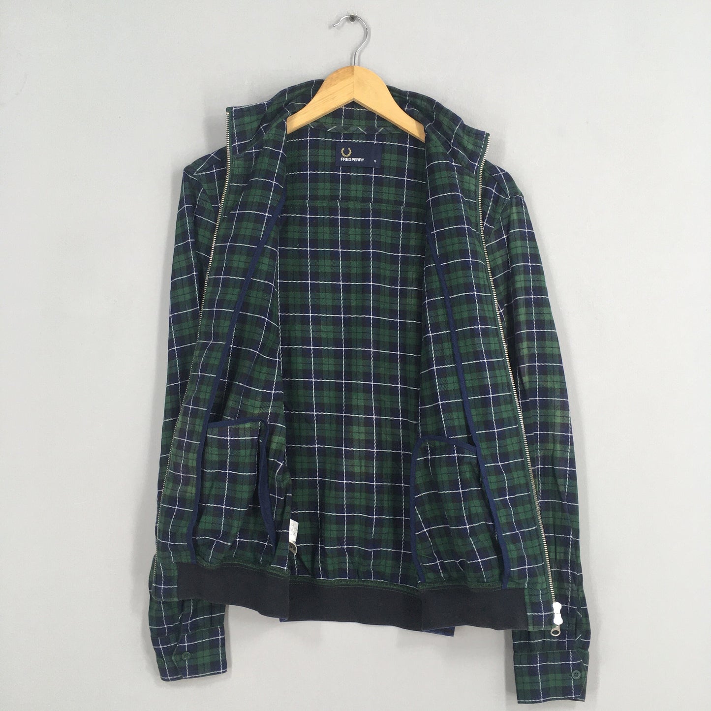 Fred Perry Checkered Harrington Coat Zipper Small