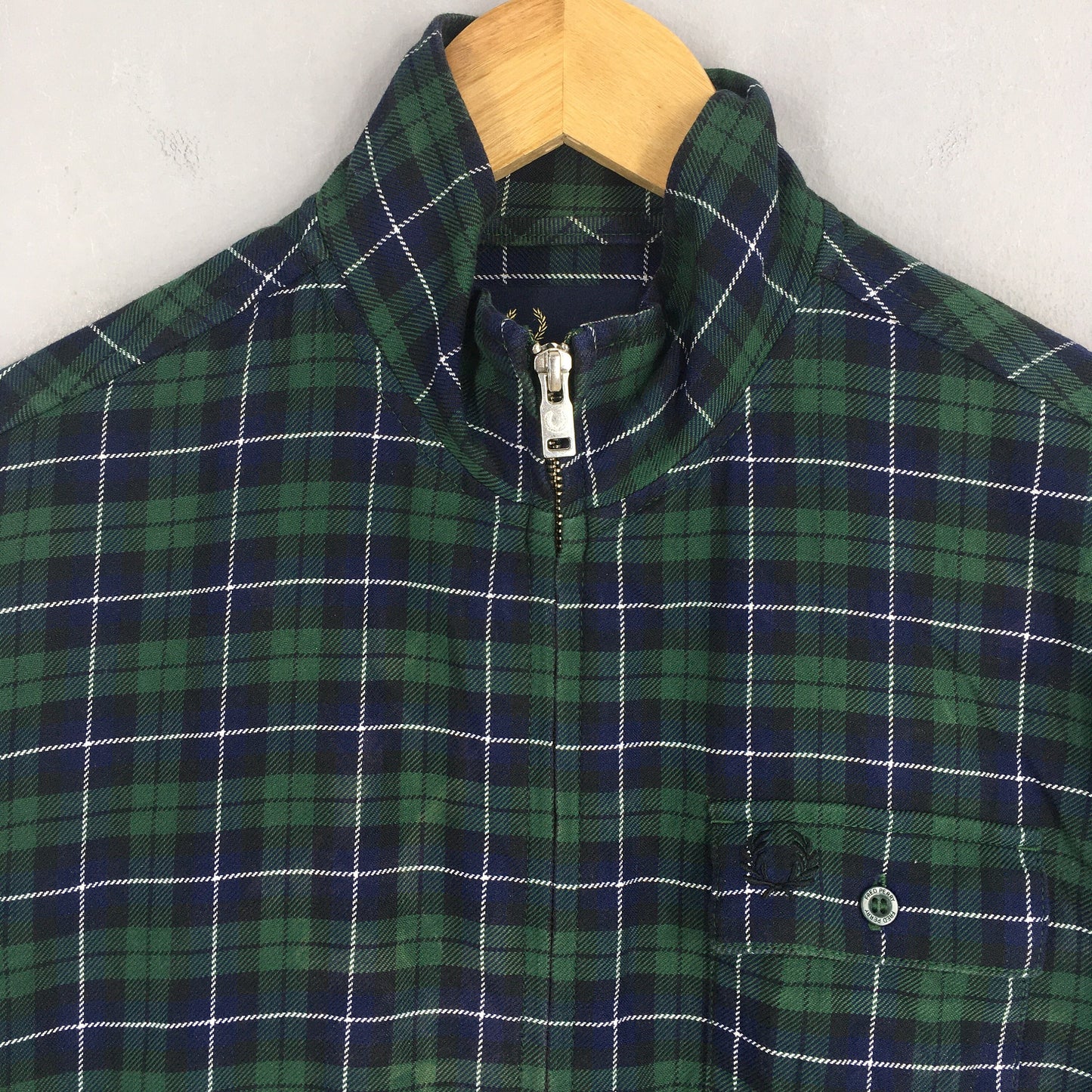 Fred Perry Checkered Harrington Coat Zipper Small